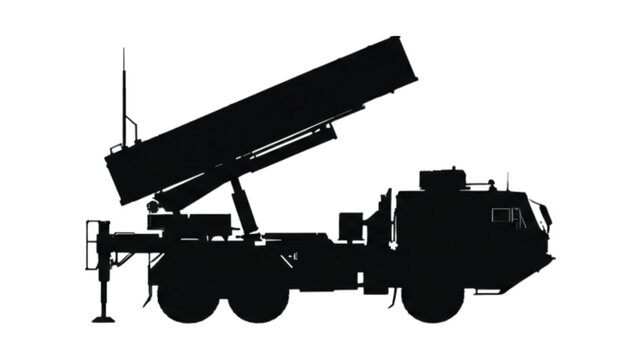 Patriot Missile System Silhouette | Bold Black Vector of Air Defense Launcher Side View

