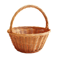 Wicker Basket Brown Woven Container Handcrafted Design Rural Lifestyle On Transparent Background