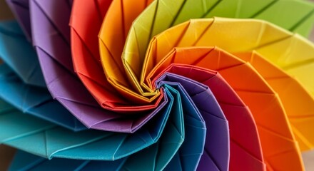 Colorful Origami Spiral Swirl Rainbow Paper Craft Geometric Design Macro Photography