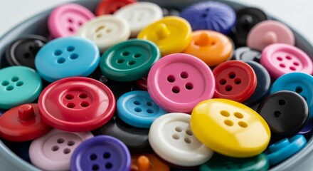 Colorful Sewing Buttons Closeup Assorted Colors Crafting Supplies