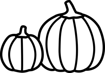 Autumn harvest pumpkin black thick line icon.
fall thanksgiving pumpkin outline isolated.
Transparent background. svg.