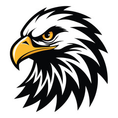 Fototapeta premium Bald Eagle Head Profile View Black White Yellow Graphic Illustration bird