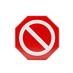 Fototapeta premium A vibrant red no symbol with a striking white circle and line, designed for clear communication and emphasizing restrictions in various contexts, creating a visual barrier.