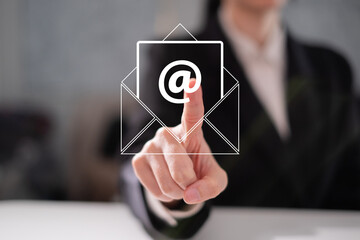 Business man receive send electronic mail email computer laptop smartphone mail marketing business communication technology digital online concept