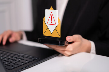 Electronic mail spam hacker message online security protection technology safety network warning...