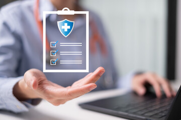 Professional medical doctor physician health insurance disease accident treatment health care hospital cancer patient protect life concept