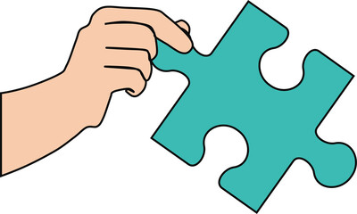 パズルを手に持っているグラフィック素材イラスト