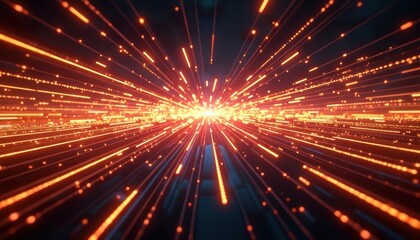 Naklejka premium Abstract digital artwork of radiating light streaks.