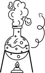 Chemical burning  with reaction flat icon