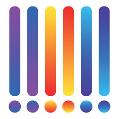 Abstract colorful vertical bars and circles with gradient isolated on white background