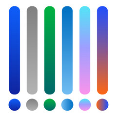 Abstract gradient color bars and circles on a white background, displaying a diverse color palette