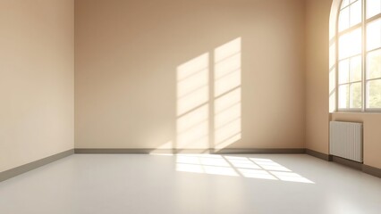 Empty Room Taupe Walls Sun Shadows