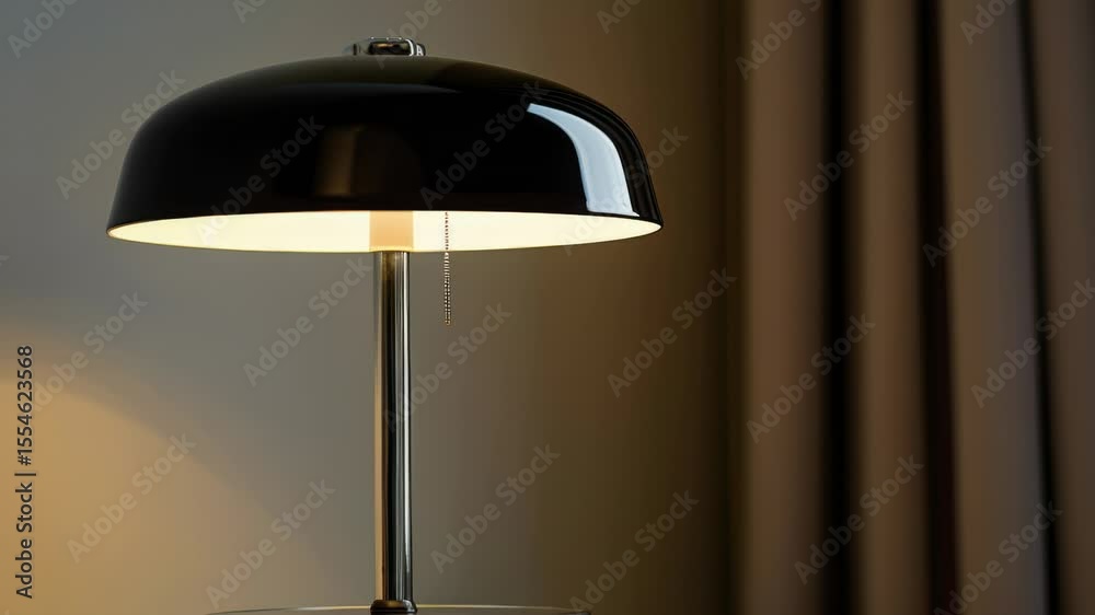 Poster A simple desk lamp with a black shade sitting on a table