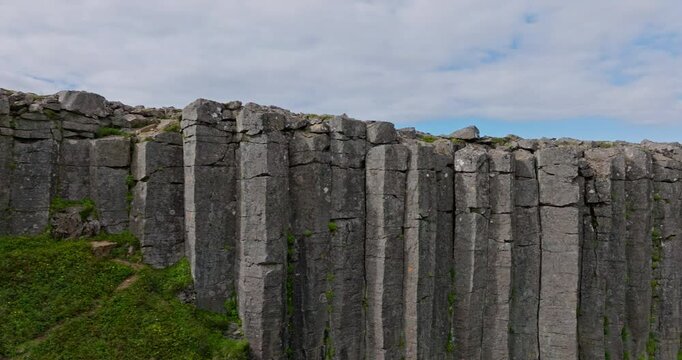 Gerduberg basalt cliff island aerial shot cinematic ProRes 25p