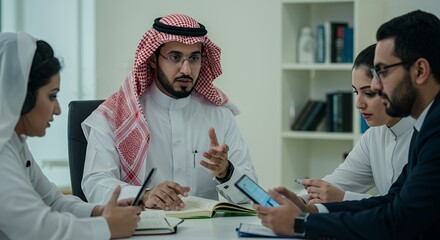 Global Business Collaboration: Diverse Team Discusses Strategies