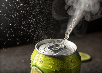Close-up of an isolated beer can pouring golden liquid into a glass with a splash, perfect for celebrating any drink