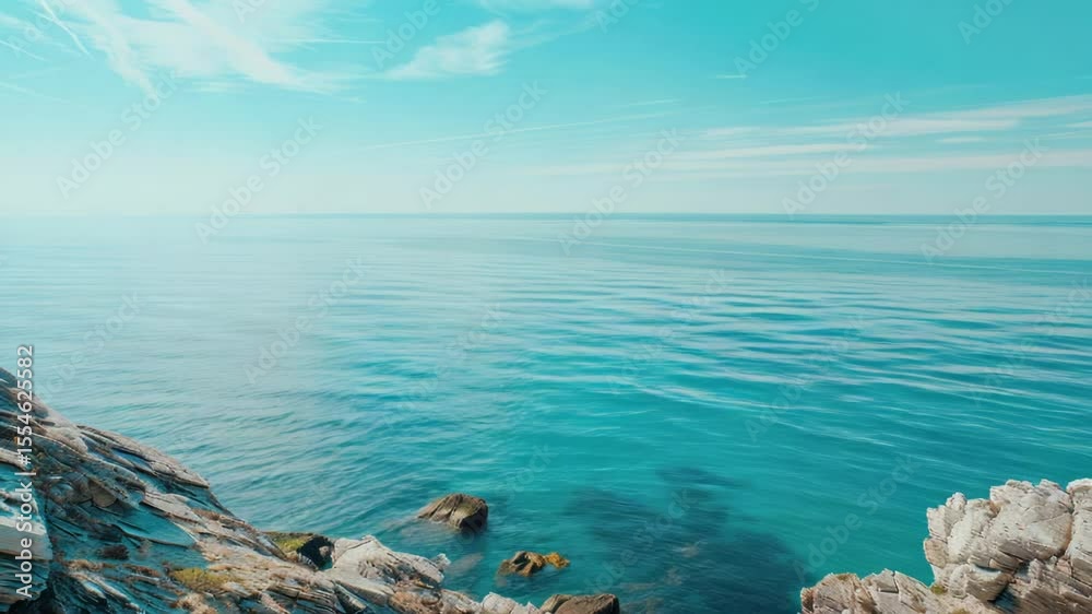 Poster a person stands at the edge of a cliff overlooking the vast ocean below