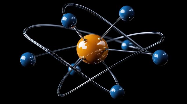 Atomic Structure: A 3D Model of an Atom's Nucleus and Orbiting Electrons