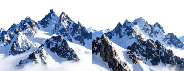 Dramatic Snowy Mountain Ridge with Hazy Horizon Under Daylight, Transparent PNG