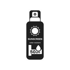 Obraz premium Sunscreen cream icon in flat style. Skin protection vector illustration on isolated background. Skincare pharmacy sign business concept.