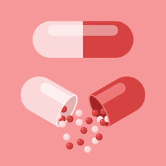 Pill icon in flat style. Drug vector illustration on isolated background. Medicine pharmacy sign business concept.