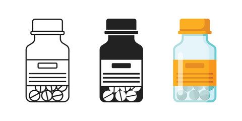 Pill icon set collection in flat style. Drug vector illustration on isolated background. Medicine pharmacy sign business concept.