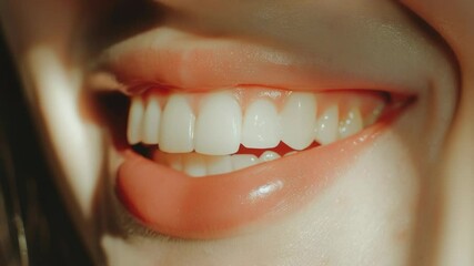 Person brushing their teeth in a close-up shot, useful for health and wellness related content