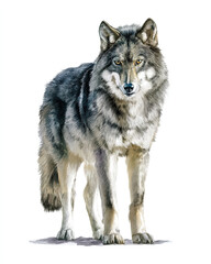 Obraz premium grey wolf illustration realistic watercolor on white