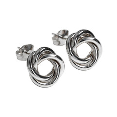 Naklejka premium Elegant Silver Knot Earrings Modern, Polished, Twisted, Stud Design
