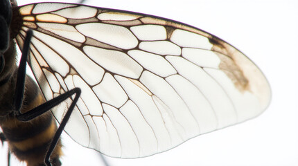  Microphotography and Close-Up of a Translucent Insect Wing Featuring Intricate Fractal Patterns, Backlit by Soft Natural Light, Showcasing Hyper-Realistic Details in a Scientific and Artistic Hybrid 