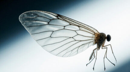  Microphotography and Close-Up of a Translucent Insect Wing Featuring Intricate Fractal Patterns, Backlit by Soft Natural Light, Showcasing Hyper-Realistic Details in a Scientific and Artistic Hybrid 