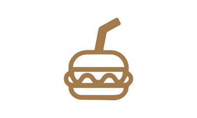 Modern Minimalist Line Art Hamburger Drink Icon: Brown, Simple, and Clean Design ai generated