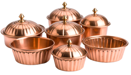 Ornate copper baking molds for delectable desserts

