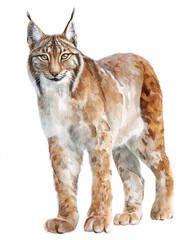 Obraz premium lynk illustration realistic on white watercolor