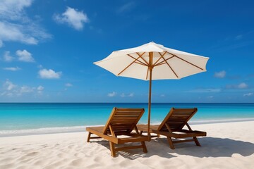 Relaxing beach paradise scene.