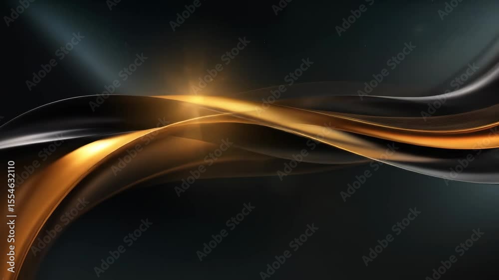Poster golden glowing lines create an elegant abstract wave pattern background. smooth flowing stream compu