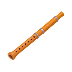 Vector illustration of a traditional wooden flute, isolated on white background