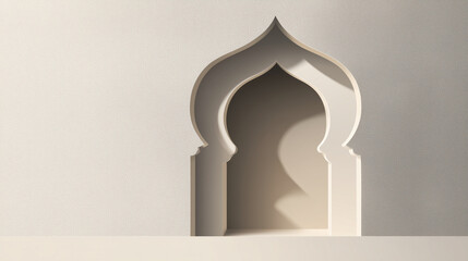 Fototapeta premium Minimalist Islamic arch frame with clean vector design and light shadow gradients