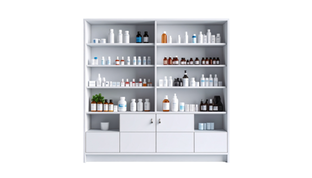 Man in a laboratory controls a digital server rack for internet data storage