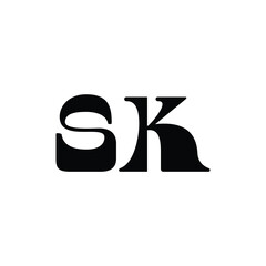 SK monogram logo design letter text name symbol monochrome logotype alphabet character simple logo
