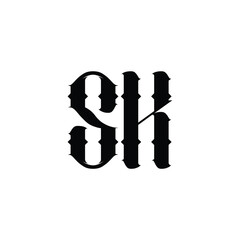 SK monogram logo design letter text name symbol monochrome logotype alphabet character simple logo