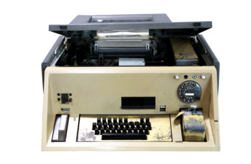 Vintage teletype on transparent background