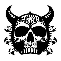 Hand Drawn Skull Art Silhouettes - Perfect for Halloween and Punk Designs