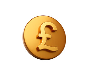 3D Golden coin with Pound symbol, representing British currency and finance. 3d illustration