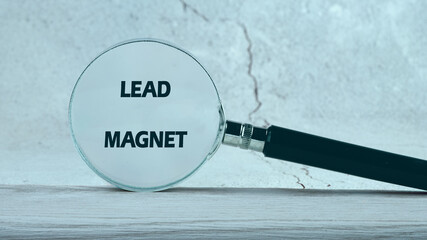 Conceptual text of the LEAD MAGNET, Lead generation concept. Lead customer and cultivation. Inbound...