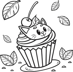 Set of colorful cakes cupcakes and sweets dessert celebration vector illustration