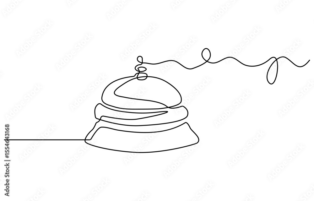Fototapete vector continuous one single line drawing of bell in silhouette on a white background. linear styliz