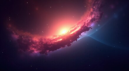 Fototapeta premium Vibrant cosmic nebula with bright stars and deep space, creates a sense of wonder and exploration.