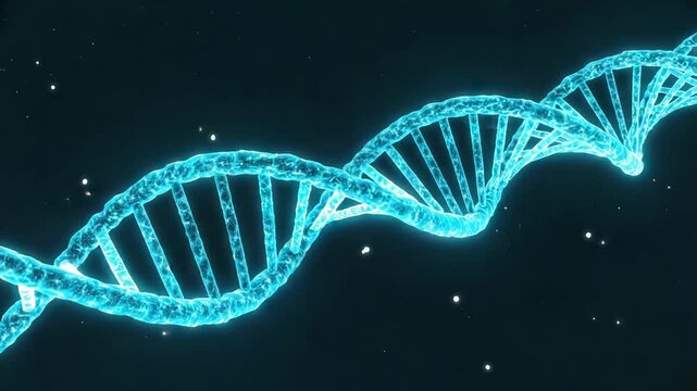 4K Glowing DNA Strand with Rotating Particle Effects