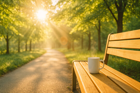 Morning Coffee on Park Bench